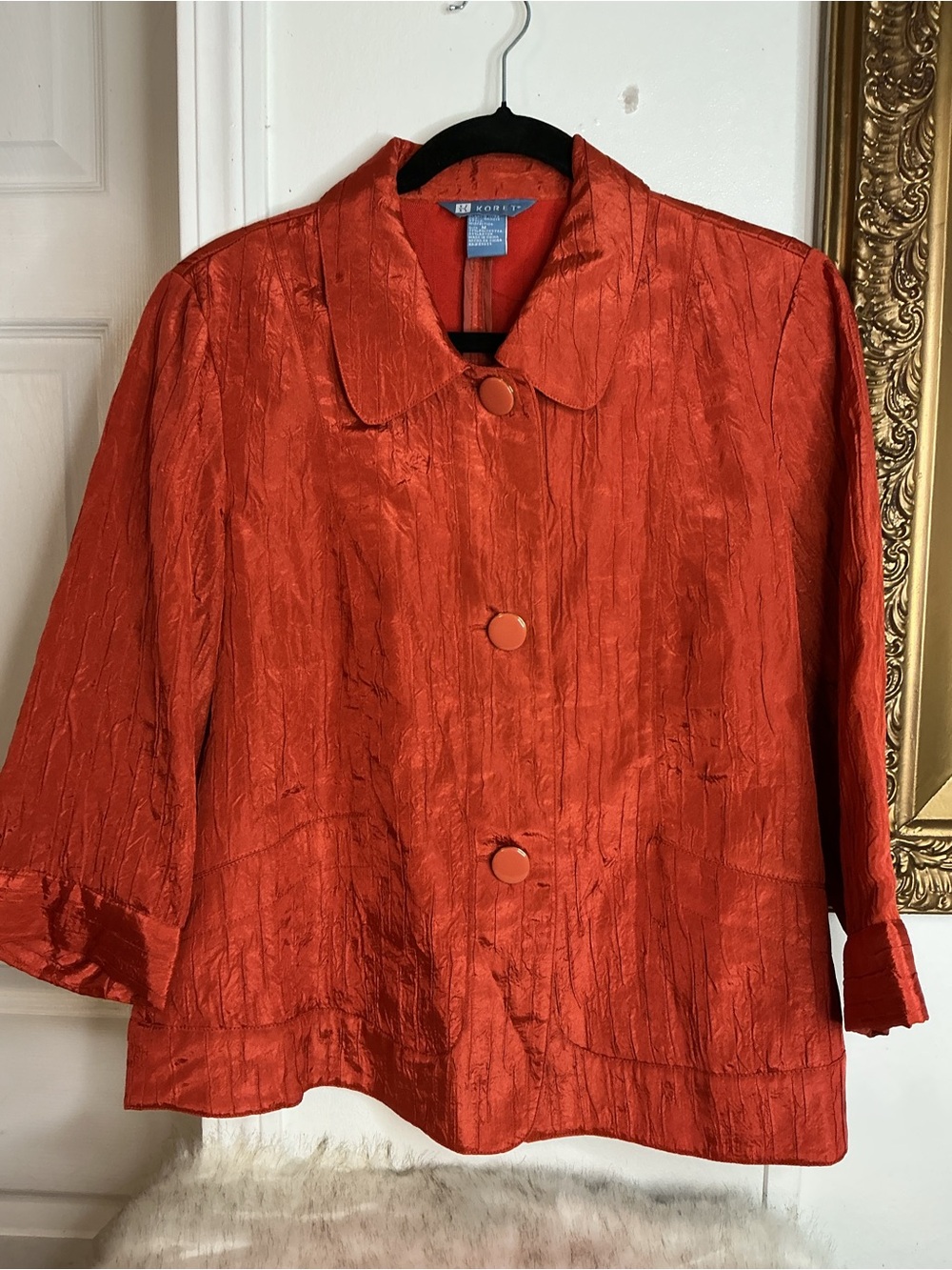 Koret Bright Orange Button-Front Short Trench Jacket